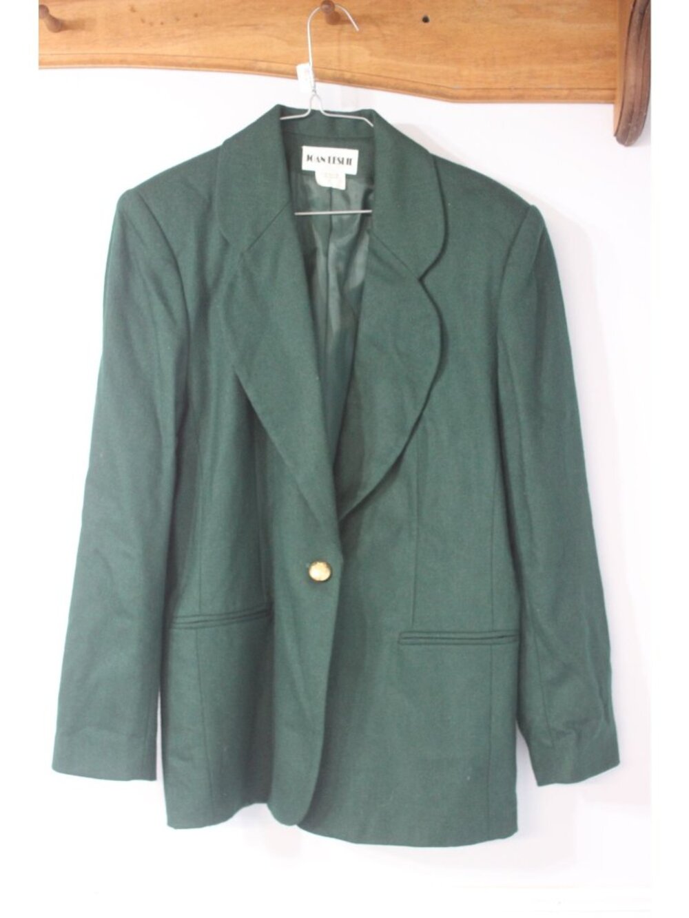 Joan Leslie Green Wool Blend Blazer Jacket Womens Size 8 Vintage
